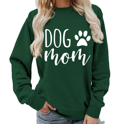 Dog mom printed round neck women's jacket vests foreign trade supply autumn and winter coat casual loose European code cross-border