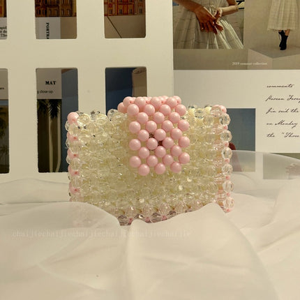 Cross-border Wholesale Handmade Beaded Color Card Bag Acrylic Contrast Color Square ID Bag Mini Hand Coin Purse