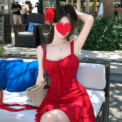 One-Piece Swimsuit for Women, High-End, Sexy, Petite, Korean Style, Conservative, Covering Flesh, Slimming Look, Seaside Vacation, Hot Spring Bathing