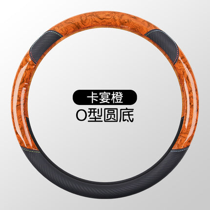 Factory direct car steering wheel cover new peach wood grain carbon fiber non-slip breathable wear-resistant