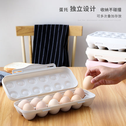 Anti-collision egg storage box refrigerator storage household pp with lid snap-on 12-compartment egg box independent egg holder