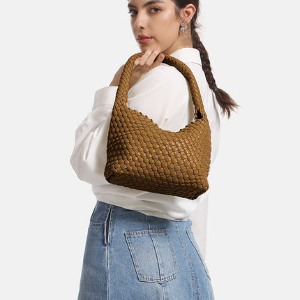 Pure Hand-woven Lunch Box Bag High-end Underarm Bag Fashion Women's Bag Cross-border Portable Shoulder Bag