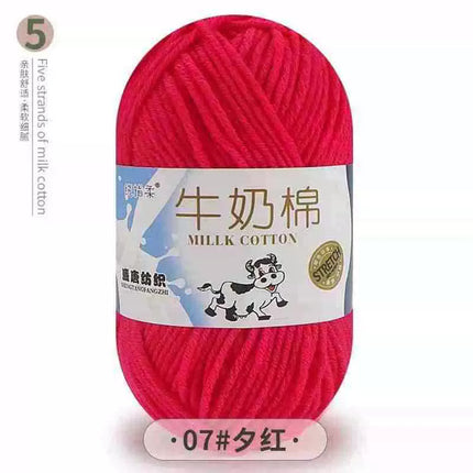 Five-Strand Milk Cotton Yarn Wholesale Medium-Thick Yarn Crochet Doll Shoes Scarf DIY Knitting Material Kit Crochet