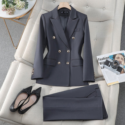 Formal Women's Suit Pants Set Autumn Winter New Fashion Apricot