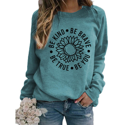 Foreign trade supply be like flower printed round neck jacket sweater European size ladies coat long sleeve cross-border autumn and winter