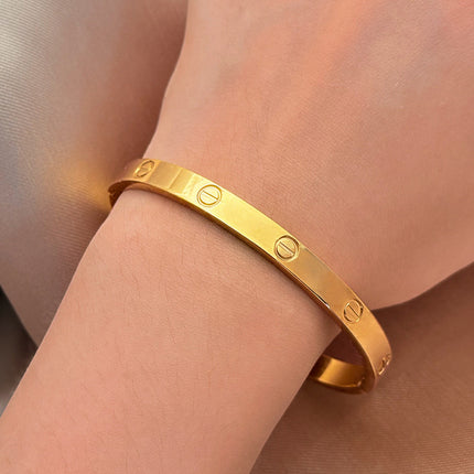 Titanium Steel Bracelet Does Not Fade, Diamond-Encrusted Real Gold Electroplated 18K Gold Stainless Steel Bracelet Douyin Cross-Border Same Style