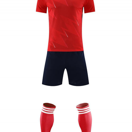 Football Uniform Suit Men's and Women's Game Team Uniform Adult Children's Sports Short-Sleeved Training Uniform Summer Breathable Football Jersey