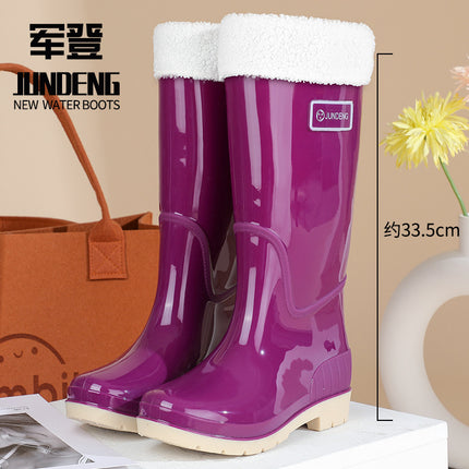 New Cross-Border Fashion Women Rain Shoes High Tube Women's Rain Boots Non-Slip Waterproof Pvc Warm Water Shoes