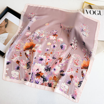 Simulated Silk Printed Silk Scarf for Women, Korean Cashew Leopard Print Headscarf, Four-Season Scarf, Professional Scarf Wholesale