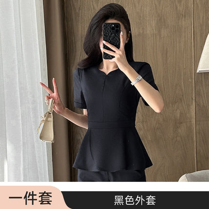 Summer Business Wear Short-sleeved Suit suit Women's Dress Slim-fit Temperament Hotel Front Desk Sales Department Jewelry Store Work Clothes