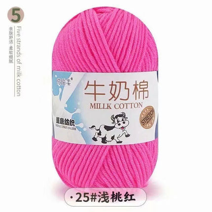 Five-Strand Milk Cotton Yarn Wholesale Medium-Thick Yarn Crochet Doll Shoes Scarf DIY Knitting Material Kit Crochet