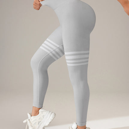 Muyao Cross-Border Striped Outdoor Sports Leggings for Women, High-Waisted, Butt-Lifting Yoga Wear, Quick-Drying Running Sports Fitness Pants