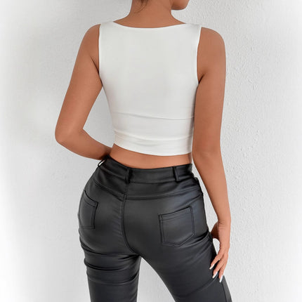 2025 Cross-border New Summer High-end U-collar Sling Slim Inner Wear European and American Sexy Outer Wear Beautiful Back Small Vest