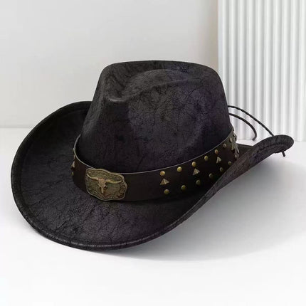 Solid Color Light Board Felt Western Cowboy Hat Outdoor Autum Hat Women's Simple French Hat Men's High-End