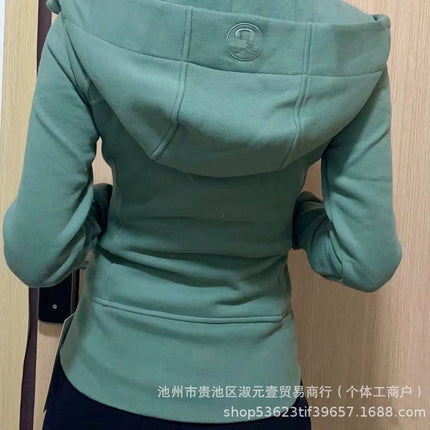 Lulu Original Scuba Cardigan Full Zipper Slim Long-Sleeved Hoodie Hooded Jacket Jacket Sweatshirt Women's Top