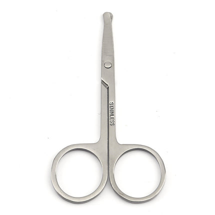 Spot Wholesale Stainless Steel Eyebrow Trimming Scissors Eyebrow Trimming Scissors Beauty Special a Scissors Beard Scissors Round Head Nose Hair Scissors