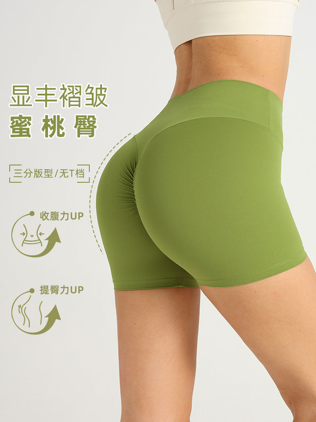 Explosive Sports Yoga Shorts Women's Cross-border European and American High Waist Peach Hip Three-point Shorts Outdoor Slimming Yoga Pants