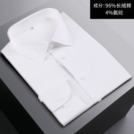 Light Luxury White Men's Shirt High-set Men's Pure Cotton Shirt 100% Cotton Business Clothing Non-ironing White Shirt