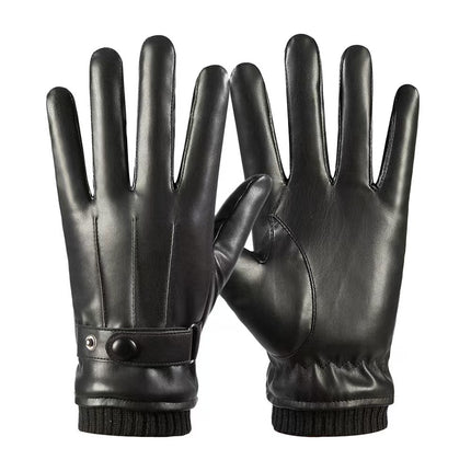 New Pu Gloves for Men and Women, Autumn and Winter Cycling, Business Casual, Touch Screen, Washable Leather Pu Touch Screen Warm Gloves, Cross-Border