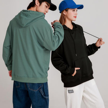 American fashion brand 260g pullover casual loose hooded sweater dopamine solid color heavy shoulder hoodie in spring and autumn