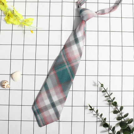 JK Small Tie Women's College Style Lazy Japanese Style Plaid Uniform Shirt Tie Student ins Men's and Women's Short Free Tie