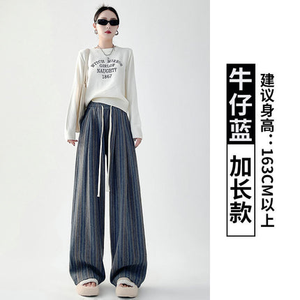 Striped Wide-leg Pants Women's Spring and Autumn 2025 New Summer Explosions Casual Straight Loose High Waist Dosing Wide-leg Pants