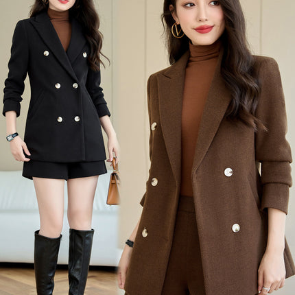 High-end Spring and Autumn Small Suit Jacket Women's Suit Business Wear Temperament Goddess Fan Fashion Dress OL Black Work Clothes