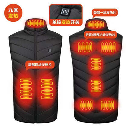 Winter New Cross-Border Heated Vest with Stand Collar, Heated Men's Vest, USB Smart Electric Heating Vest for Men