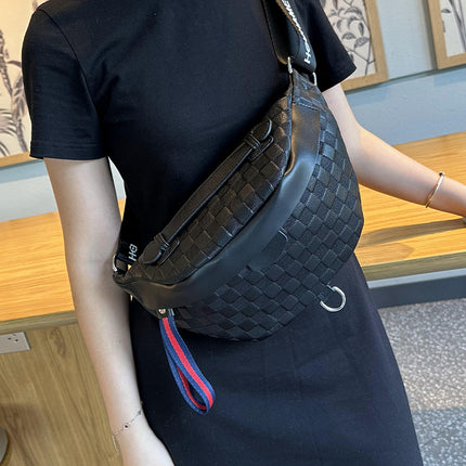 Trendy Brand Popular Bag Women's 2025 New Fashion Plaid Crossbody Bag Chest Bag Casual Ins Waist Bag Dumpling Bag Trendy