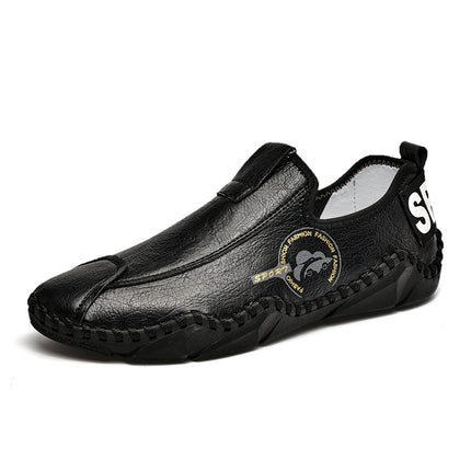 Cross-border Independent Station Amazon Explosions Loafers Handmade Soft Sole Slip-on Casual Leather Shoes Large Size 4748
