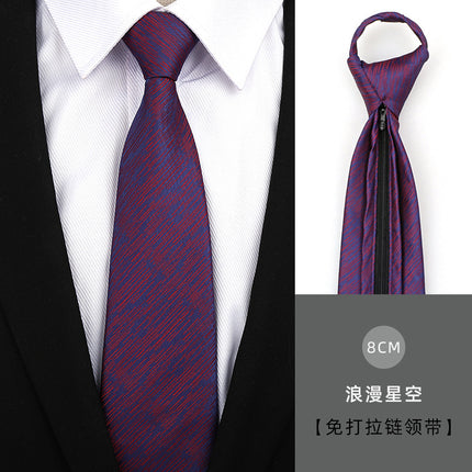 Dress Business Tie Men's and Women's Groom Wedding Black Zipper Korean Narrow No Lazy Striped Bow Tie Plaid