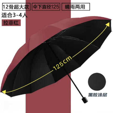 Full-automatic Umbrella Reinforced Windproof Folding Umbrella Black Rubber Sunny and Rain Dual-use Women's Sunscreen Sunshade Umbrella Sun Umbrella Advertising