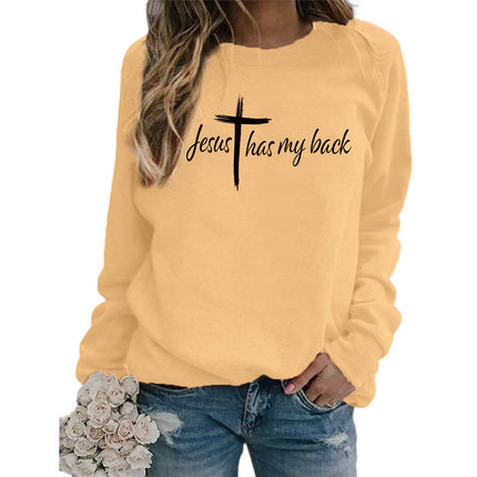 My back Letter Printed Crewneck Jacket Women's Jacket European Size Autumn and Winter Foreign Trade Cross-border Amazon