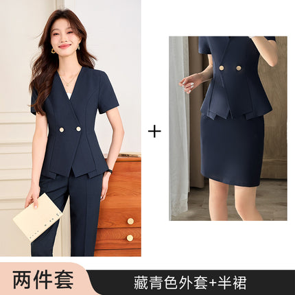 High-End Suit Suit Women's Summer Short-Sleeved Business Attire Hotel Manager Front Desk Reception Jewelry Store Gold Store Work Clothes