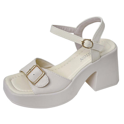 Thick Heel Roman Sandals Women's 2025 Summer New Fashion Casual Thick Bottom Square Head High Heels Wholesale