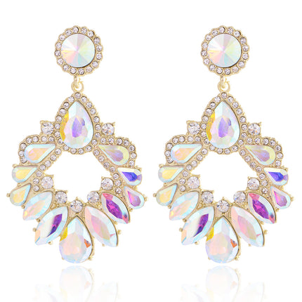 European and American Trendyy Drop-Shaped Earrings for Women, High-End Diamond-Encrusted Elegant Tassel Earrings, Fashionable Ins Style Rhinestone Earrings