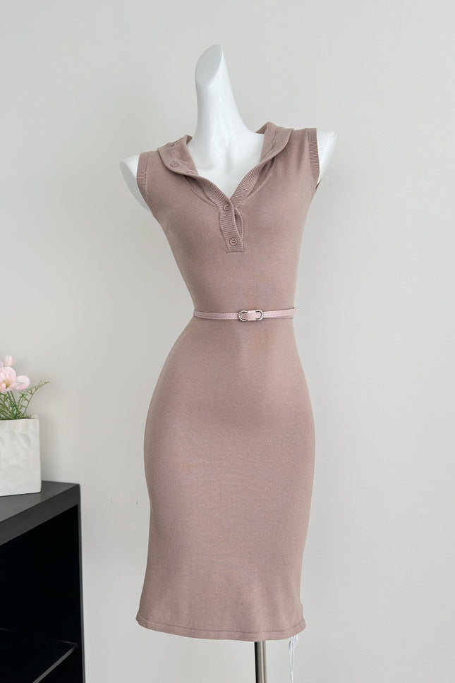 Ms. Du's Gentle Self-Awareness*Original Elegant Work Clothing Waist V-Neck Hip-Covering Mid-Length Casual Women's Dress