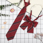 Wine blue silver stripes (tie collar flower)