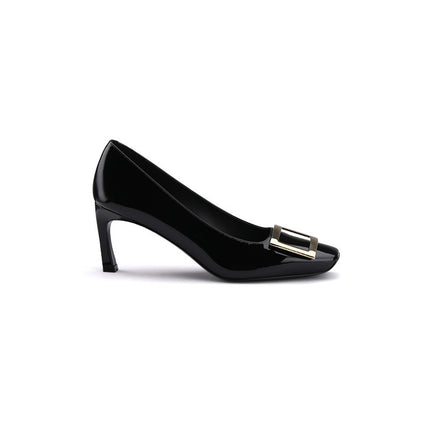 [Sheii Su Yinyin] Berlin Ladies~New Banana Heel Square Toe Square Buckle Elegant High Heels Women's Ol Shoes