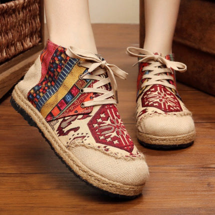2026 Spring New Ethnic Style Women's Shoes College Style Breathable Comfortable Cotton and Linen Shoes Embroidered Shoes One Piece Wholesale