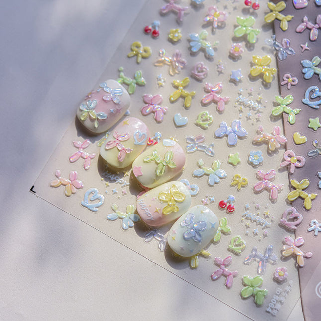 Shell Light Cute Balloon Puppy Nail Art Sticker Embossed 3D New 5D Stereo Kidsren's Nail Sticker Decoration