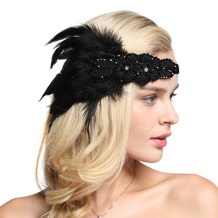 European and American Vintage Hair Band 1920 Great Gatsby Inspired Feather Headband Cocktail Party Hair Accessories