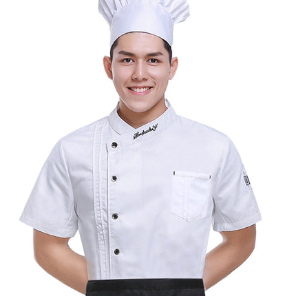 Trendy Chinese Style Chef Uniform for Men, Short-Sleeved, Summer Thin and Breathable, Restaurant Back Kitchen Chef Uniform, Custom-Made for Men