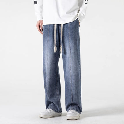 Tall Men's Extended Jeans Spring Gradient Pants Loose Straight Elastic Casual Pants Spring and Autumn Trendy Brand