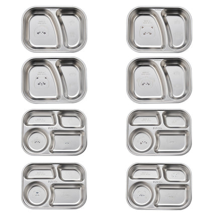 Hongjun Da 304 Stainless Steel Dinner Plate with Cartoon Patterns, Children's Dinner Plate, Kindergarten Divided Plate, Baby Food Plate