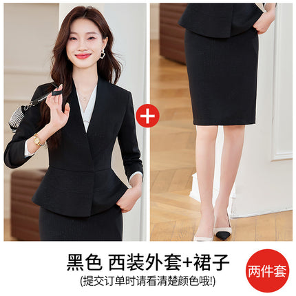High-End Gray Professional Suit Suit for Women Autumn and Winter 2025 New Hotel Front Desk Jewelry Store Beauty Salon Work Clothes