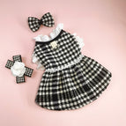 S43 black houndstooth lace skirt + corsage / XS