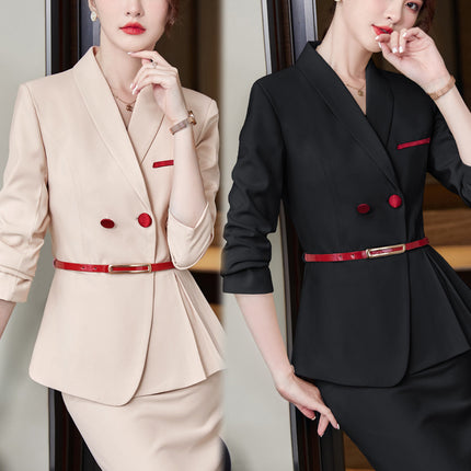 High-end business wear suit women's spring and autumn hotel front desk work wear elegant beautician beauty salon shop manager work clothes