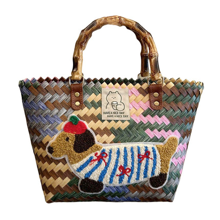 PVC Woven Dog Print Bag / Sac Tressé Motif Chien PVC