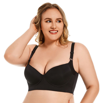 Cross-Border Large Size Glossy Seamless Intimates Women's Push-Up Breast-Retracting Anti-Sagging Eight-Breasted Adjustable Bra Bra